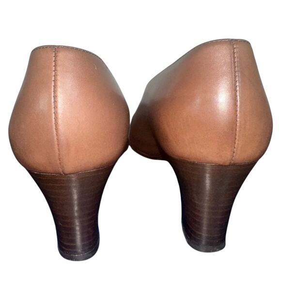 Coach Brown Leather Heels Size 6 Made in Italy Classic Pumps Block Heel - Picture 4 of 11